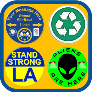 Round, 3 inch, Pin-Back